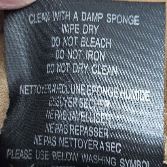 Vigoss Faux Suede Biker Jacket Women's Large Brown Pockets Gold Zipper Belted - Picture 4 of 9